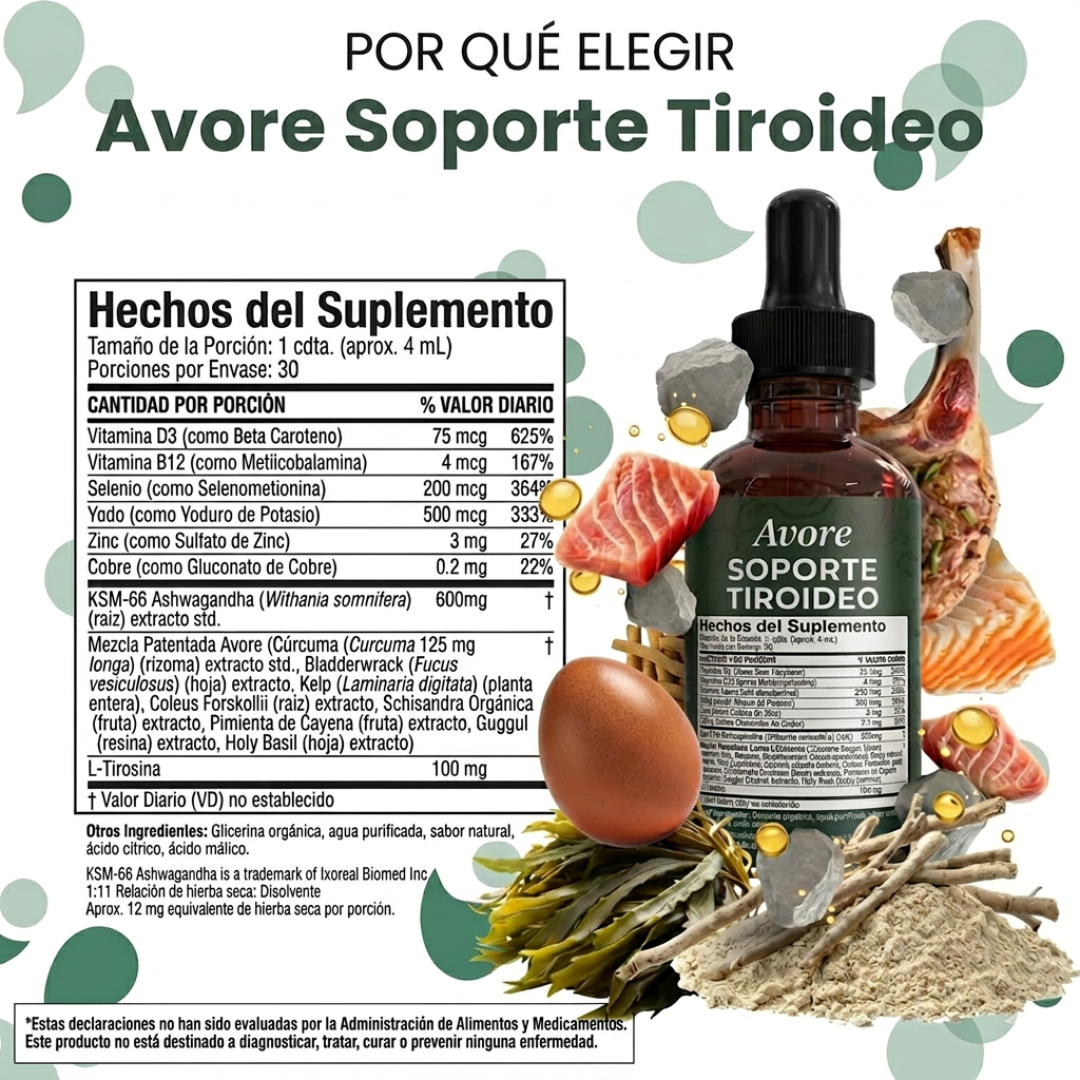 Avore Soporte Tiroidal - Gotas Líquidas Todo en Uno (60ml)
