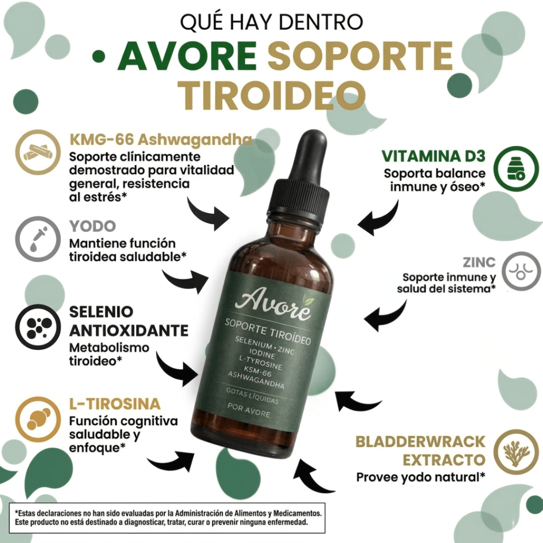 Avore Soporte Tiroidal - Gotas Líquidas Todo en Uno (60ml)