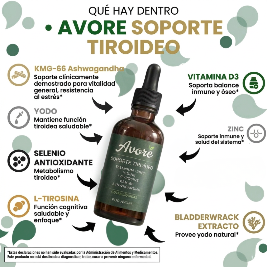 Avore Soporte Tiroidal - Gotas Líquidas Todo en Uno (30ml)